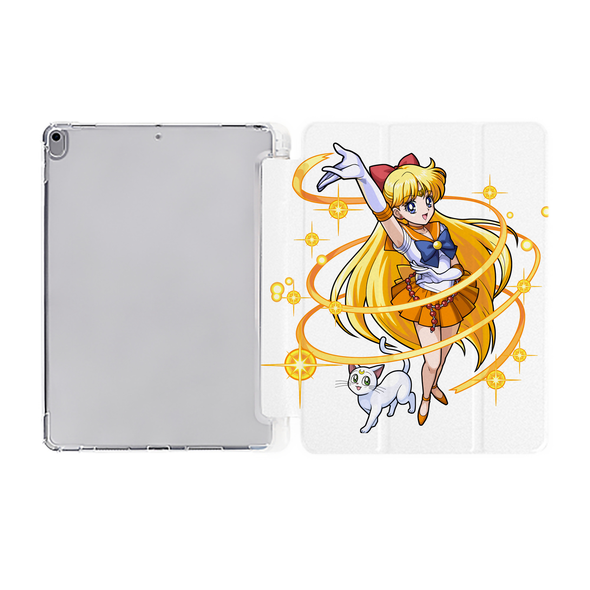 （画像用） 美少女戦士セーラームーン 愛野 美奈子 あいの みなこ Sailor Moon Aino Minako IPad ケース ペン収納付き 三つ折りスタンド PUレザー×シリコン 対応機種9.5/10.5/10.9インチ